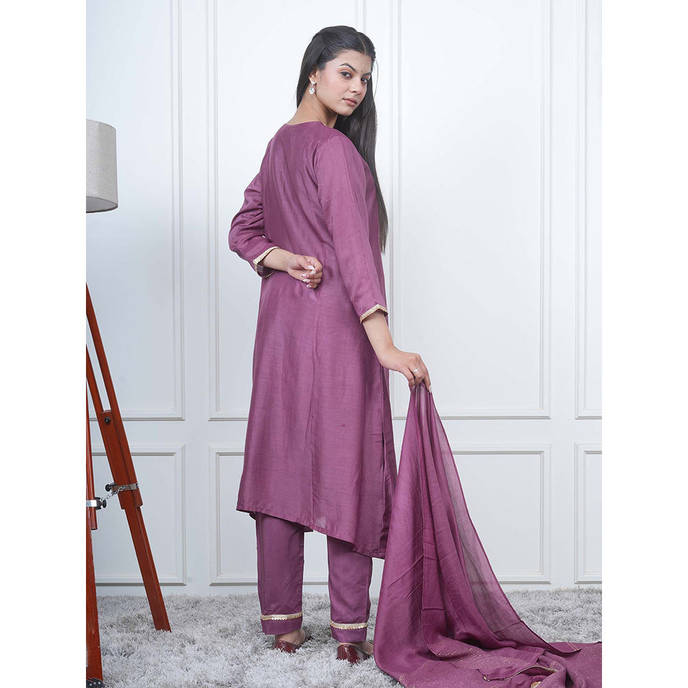 EESHA GUPTA Purple Kali Kurta with Pant and Dupatta (Set of 3)