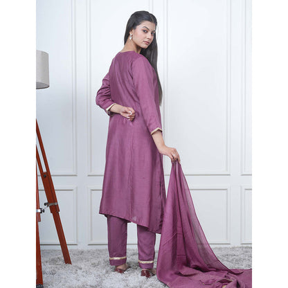 EESHA GUPTA Purple Kali Kurta with Pant and Dupatta (Set of 3)