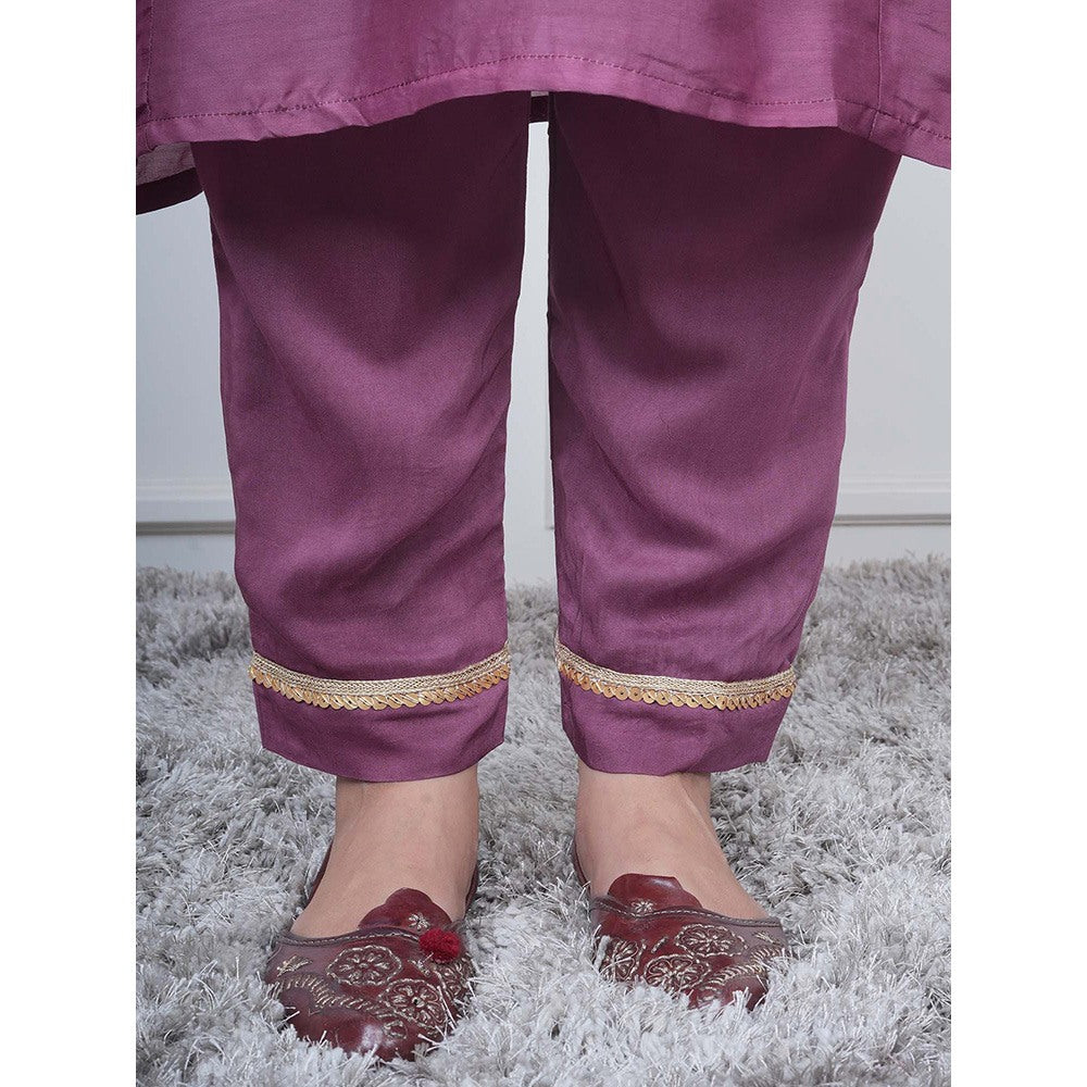 EESHA GUPTA Purple Kali Kurta with Pant and Dupatta (Set of 3)