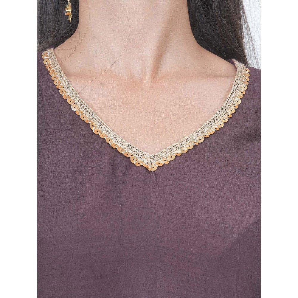 EESHA GUPTA Brown Kali Kurta with Pant and Dupatta (Set of 3)