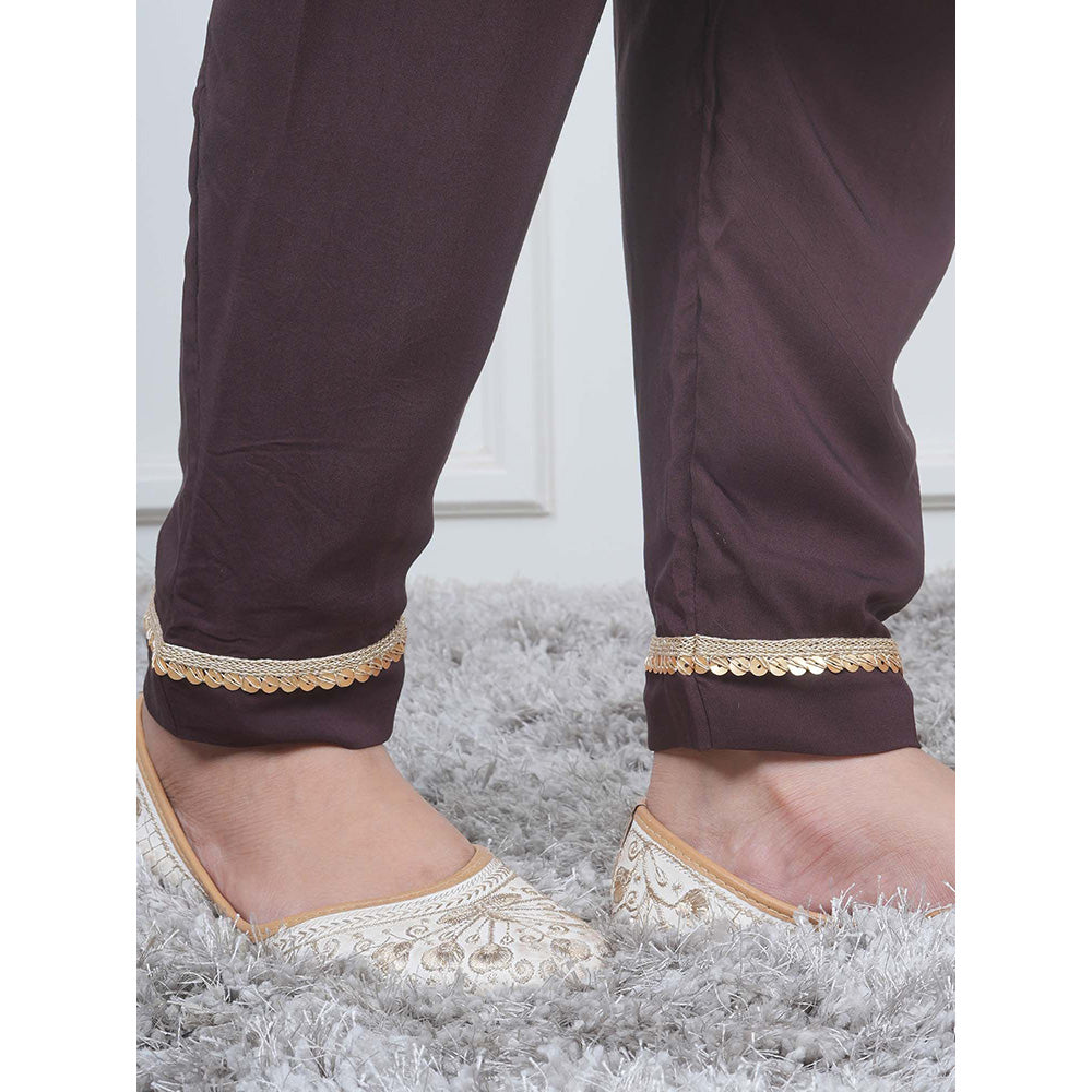 EESHA GUPTA Brown Kali Kurta with Pant and Dupatta (Set of 3)