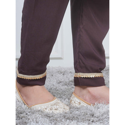 EESHA GUPTA Brown Kali Kurta with Pant and Dupatta (Set of 3)