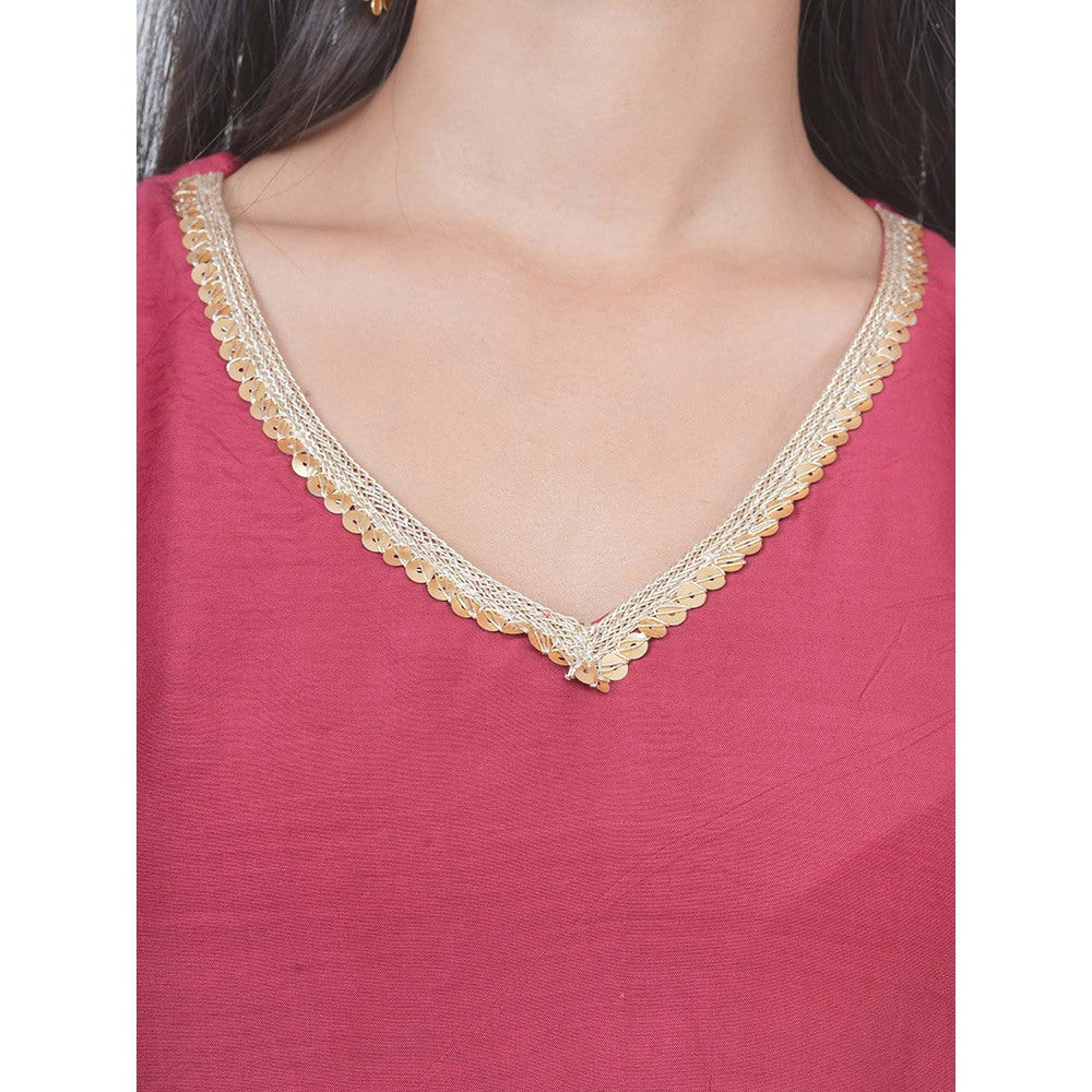 EESHA GUPTA Red Kali Kurta with Pant and Dupatta (Set of 3)