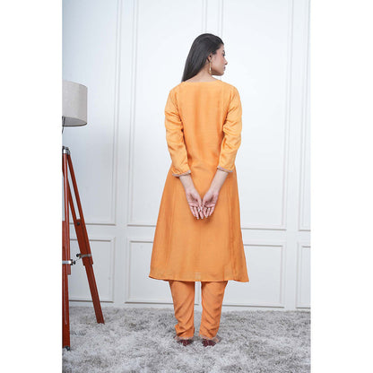 EESHA GUPTA Mustard Kali Kurta with Pant and Dupatta (Set of 3)