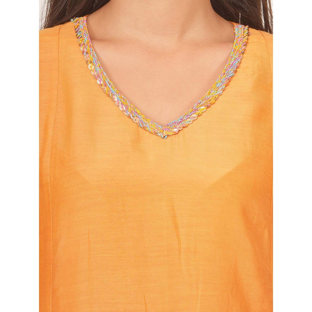 EESHA GUPTA Mustard Kali Kurta with Pant and Dupatta (Set of 3)