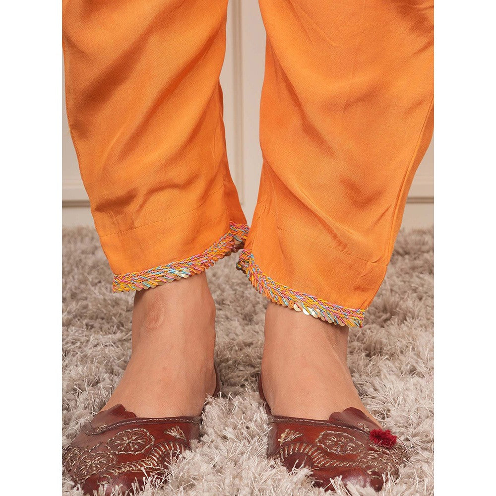 EESHA GUPTA Mustard Kali Kurta with Pant and Dupatta (Set of 3)