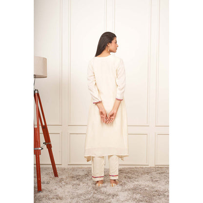 EESHA GUPTA White Kali Kurta with Pant and Dupatta (Set of 3)