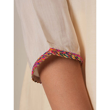 EESHA GUPTA White Kali Kurta with Pant and Dupatta (Set of 3)