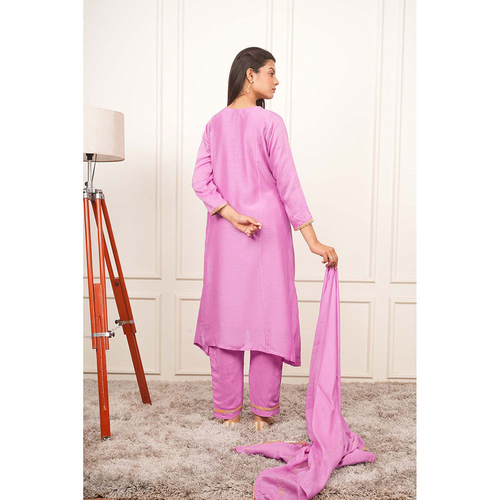 EESHA GUPTA Lavender Kali Kurta with Pant and Dupatta (Set of 3)