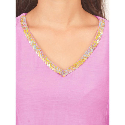 EESHA GUPTA Lavender Kali Kurta with Pant and Dupatta (Set of 3)