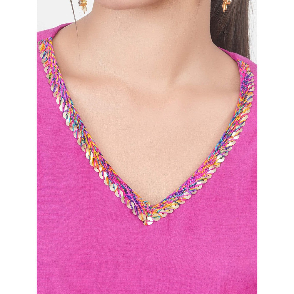 EESHA GUPTA Magenta Kali Kurta with Pant and Dupatta (Set of 3)