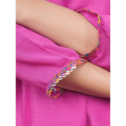 EESHA GUPTA Magenta Kali Kurta with Pant and Dupatta (Set of 3)