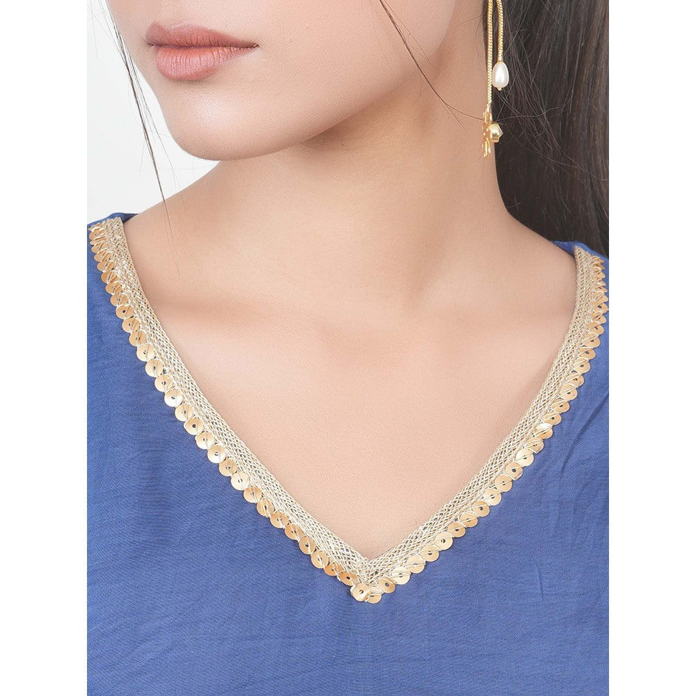 EESHA GUPTA Navy Blue Kali Kurta with Pant and Dupatta (Set of 3)