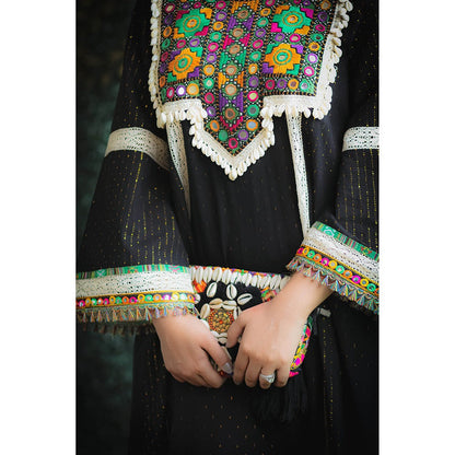 Ekavira Black Jashna Kurta with Pant and Dupatta (Set of 3)