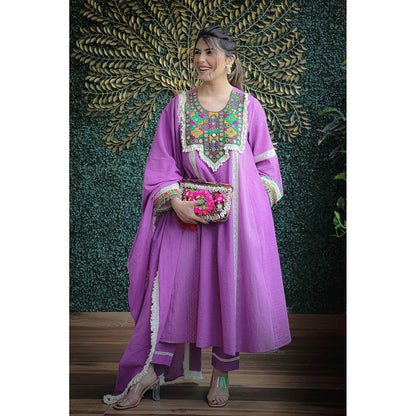 Ekavira Lavender Jashna Kurta with Pant and Dupatta (Set of 3)