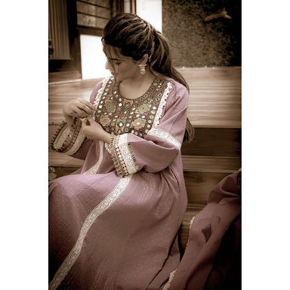 Ekavira Lavender Jashna Kurta with Pant and Dupatta (Set of 3)