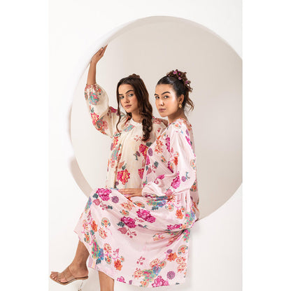 Ekavira Mogra White Floral Print Kurta and Pant (Set of 2)