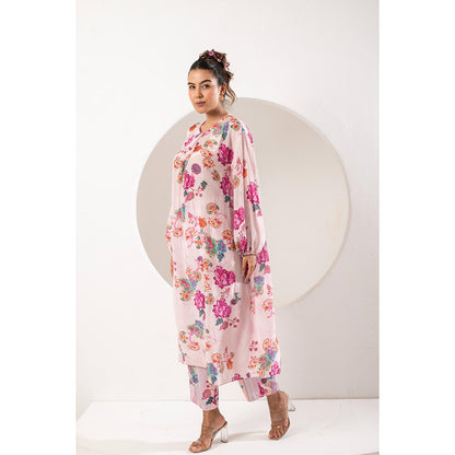 Ekavira Gulabi Pink Floral Print Kurta and Pant (Set of 2)