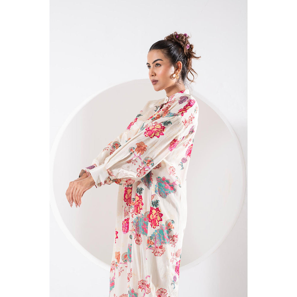 Ekavira Kanak Ehite White Floral Print Kurta and Pant (Set of 2)