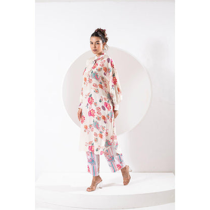 Ekavira Kanak Ehite White Floral Print Kurta and Pant (Set of 2)