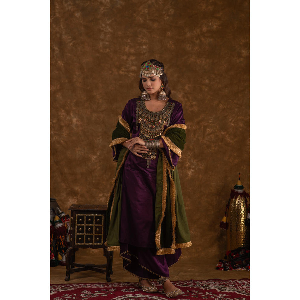 Ekavira Raahi Collection Shaira Solid Kurta with Palazzo and Dupatta (Set of 3)
