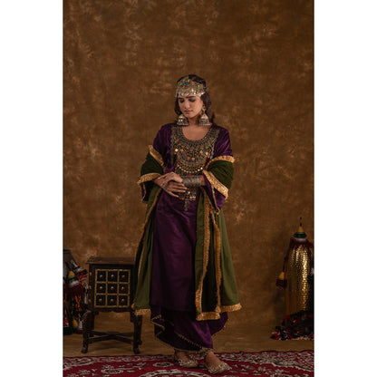 Ekavira Raahi Collection Shaira Solid Kurta with Palazzo and Dupatta (Set of 3)