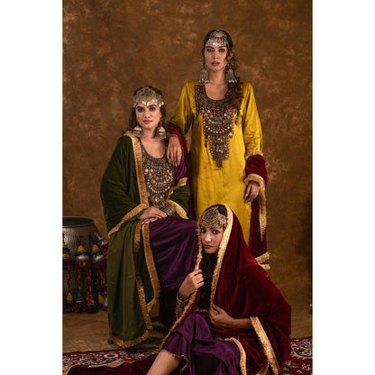 Ekavira Raahi Collection Shaira Solid Kurta with Palazzo and Dupatta (Set of 3)