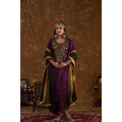 Ekavira Raahi Collection Shaira Solid Kurta with Palazzo and Dupatta (Set of 3)