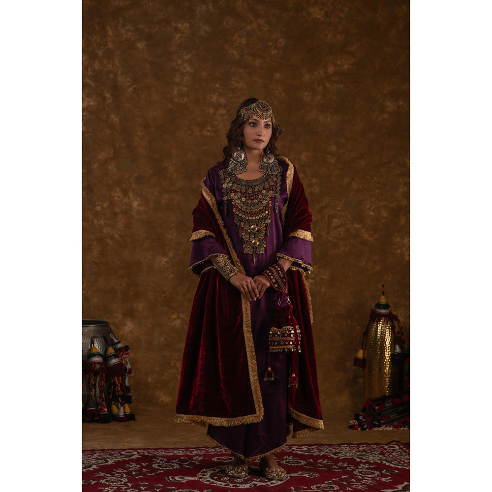 Ekavira Raahi Collection Shaira Solid Kurta with Palazzo and Dupatta (Set of 3)