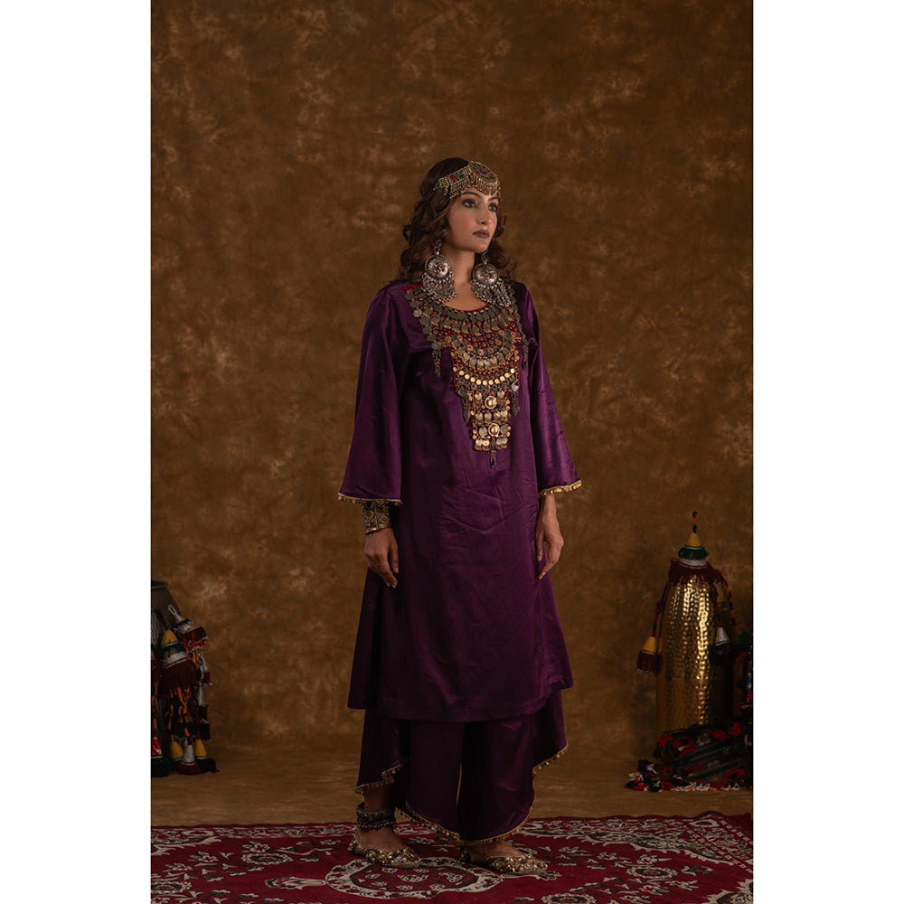 Ekavira Raahi Collection Shaira Solid Kurta with Palazzo and Dupatta (Set of 3)