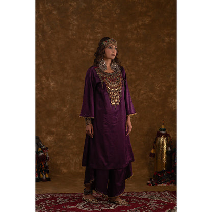 Ekavira Raahi Collection Shaira Solid Kurta with Palazzo and Dupatta (Set of 3)