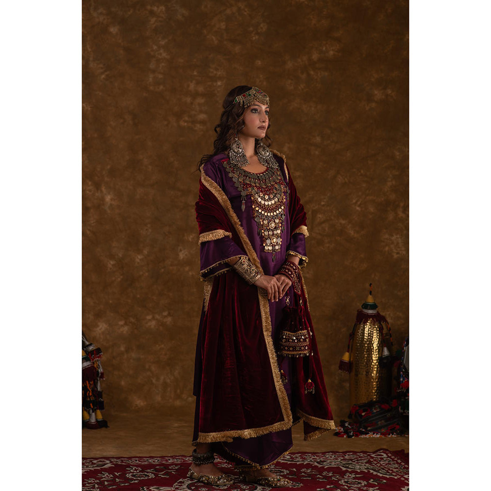 Ekavira Raahi Collection Shaira Solid Kurta with Palazzo and Dupatta (Set of 3)