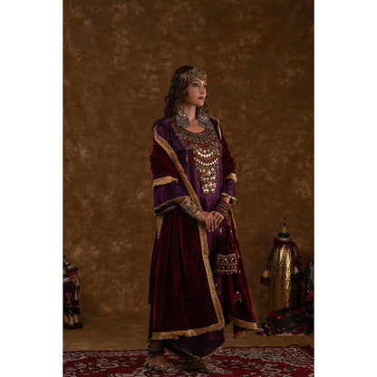 Ekavira Raahi Collection Shaira Solid Kurta with Palazzo and Dupatta (Set of 3)