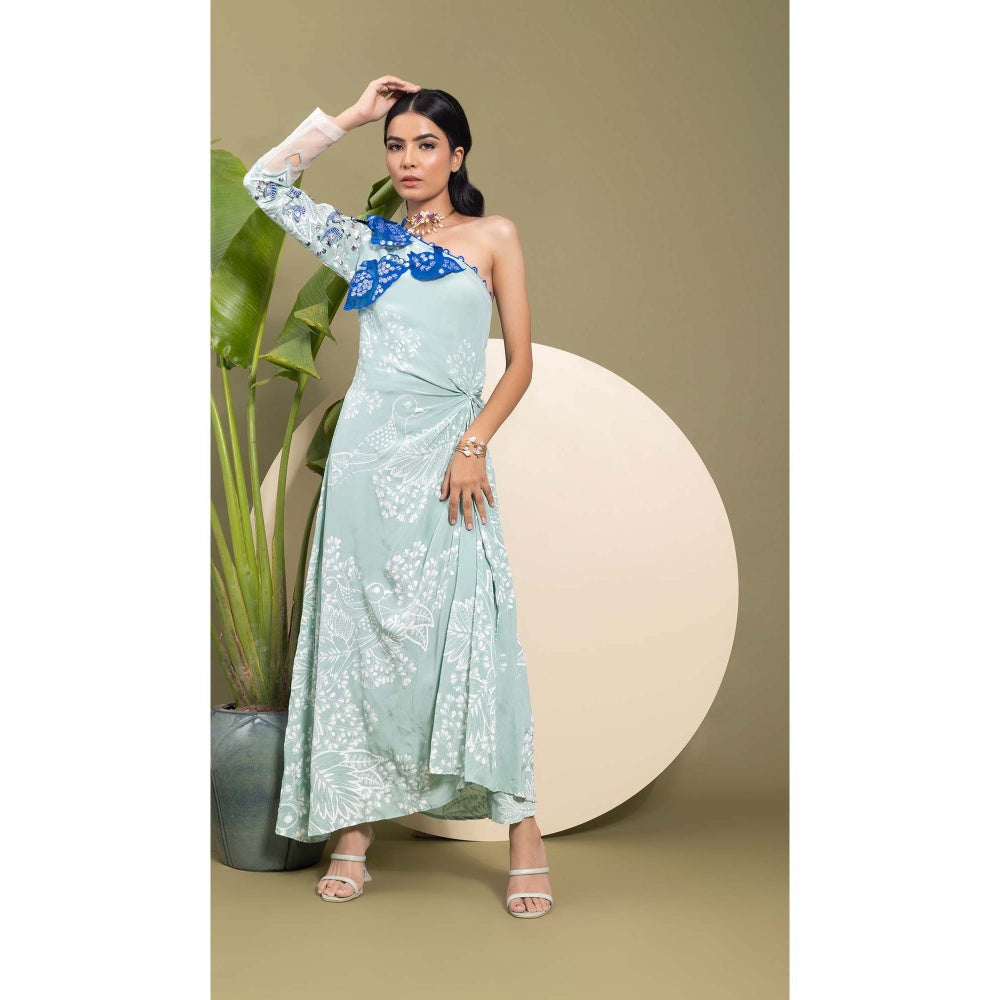 EK Soot Sea Green Embroidered Printed Kurta and Pant (Set of 2)