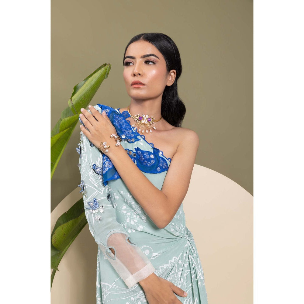 EK Soot Sea Green Embroidered Printed Kurta and Pant (Set of 2)