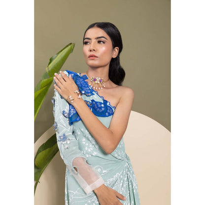 EK Soot Sea Green Embroidered Printed Kurta and Pant (Set of 2)