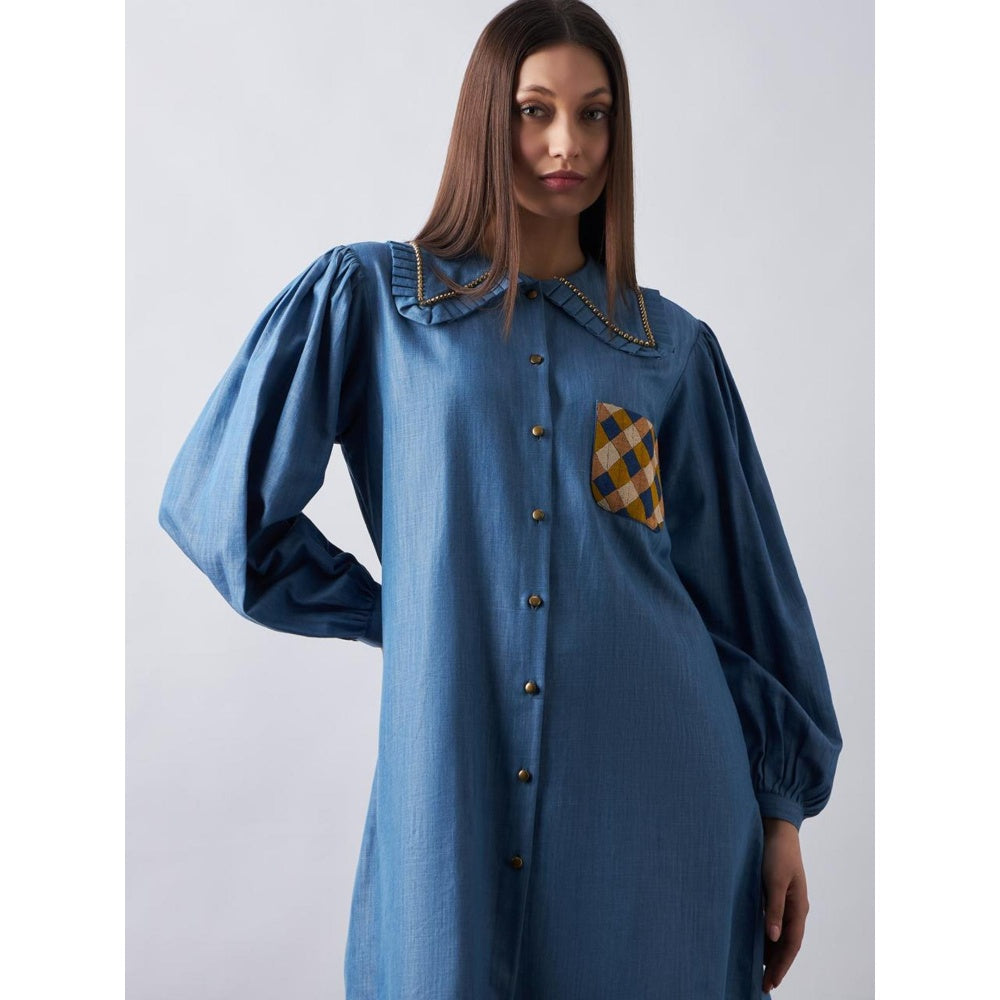 Elarra Blue Babe Giraffe Shirt Dress