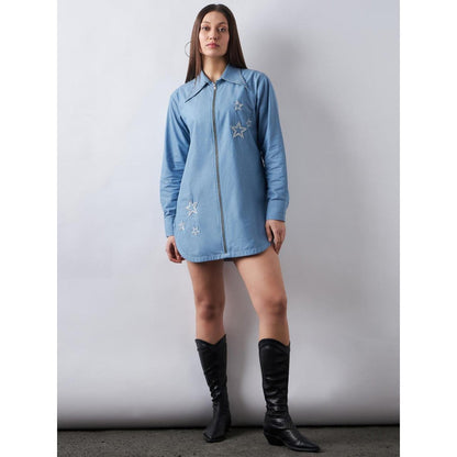 Elarra Blue Embellished/Sequined Bliss Star Dress