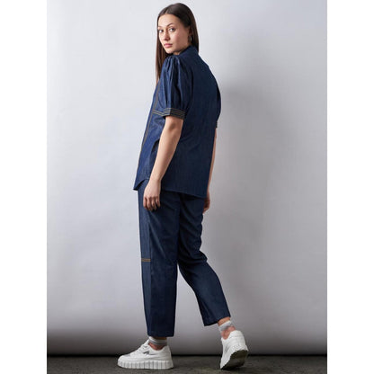 Elarra Navy Blue Printed Dark D Lining Co-Ord (Set of 2)