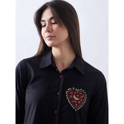 Elarra Black Pop Cherry Heart Shirt Dress