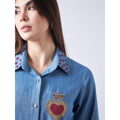 Elarra Blue Babe Heart Shirt