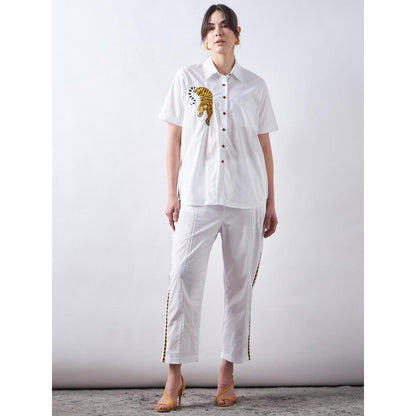 Elarra White Pop Tiger Co-Ord (Set of 2)