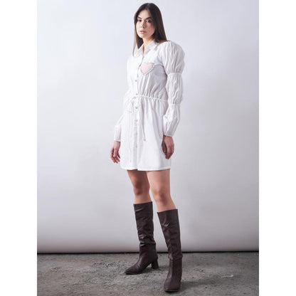 Elarra White Pop Heart Puffy Shirt Dress