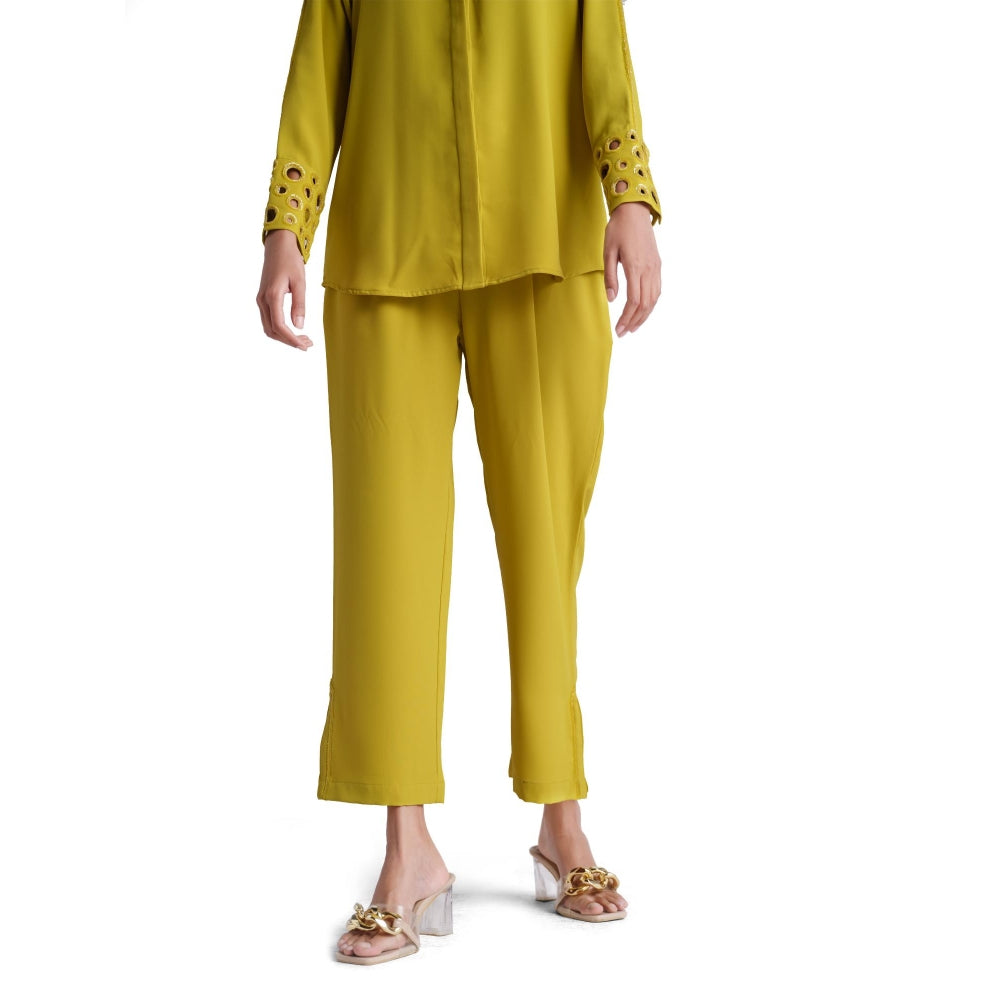 Elarra Green Solid/Plain Mint Ring Co-Ord (Set of 2)