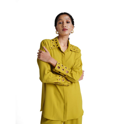 Elarra Green Solid/Plain Mint Ring Co-Ord (Set of 2)