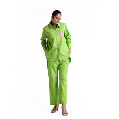 Elarra Guava Green Pop Heart Co-Ord (Set of 2)