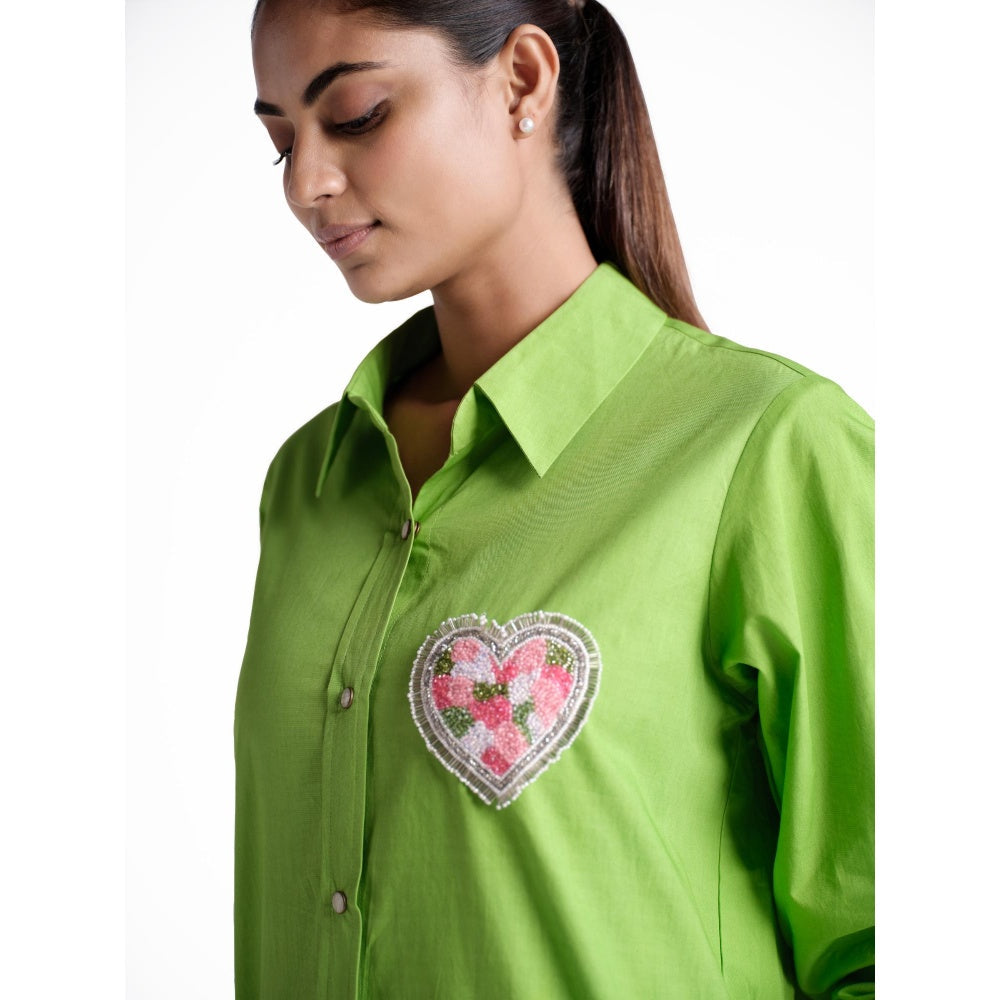 Elarra Guava Green Pop Heart Co-Ord (Set of 2)