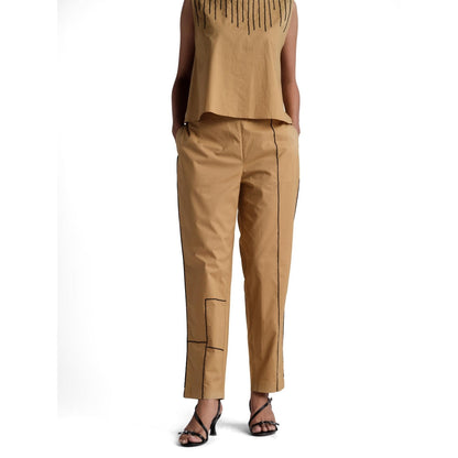 Elarra Beige Pop Ling Co-Ord (Set of 2)