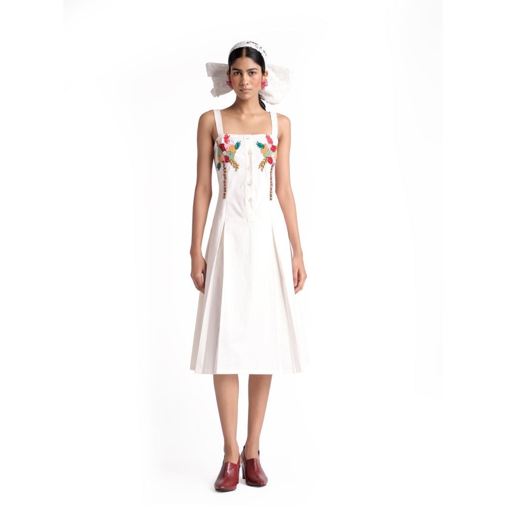 Elarra White Flower Midi Dress