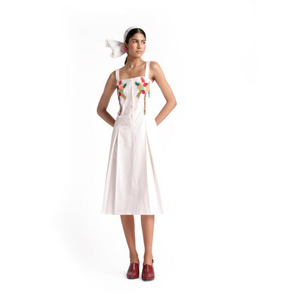 Elarra White Flower Midi Dress